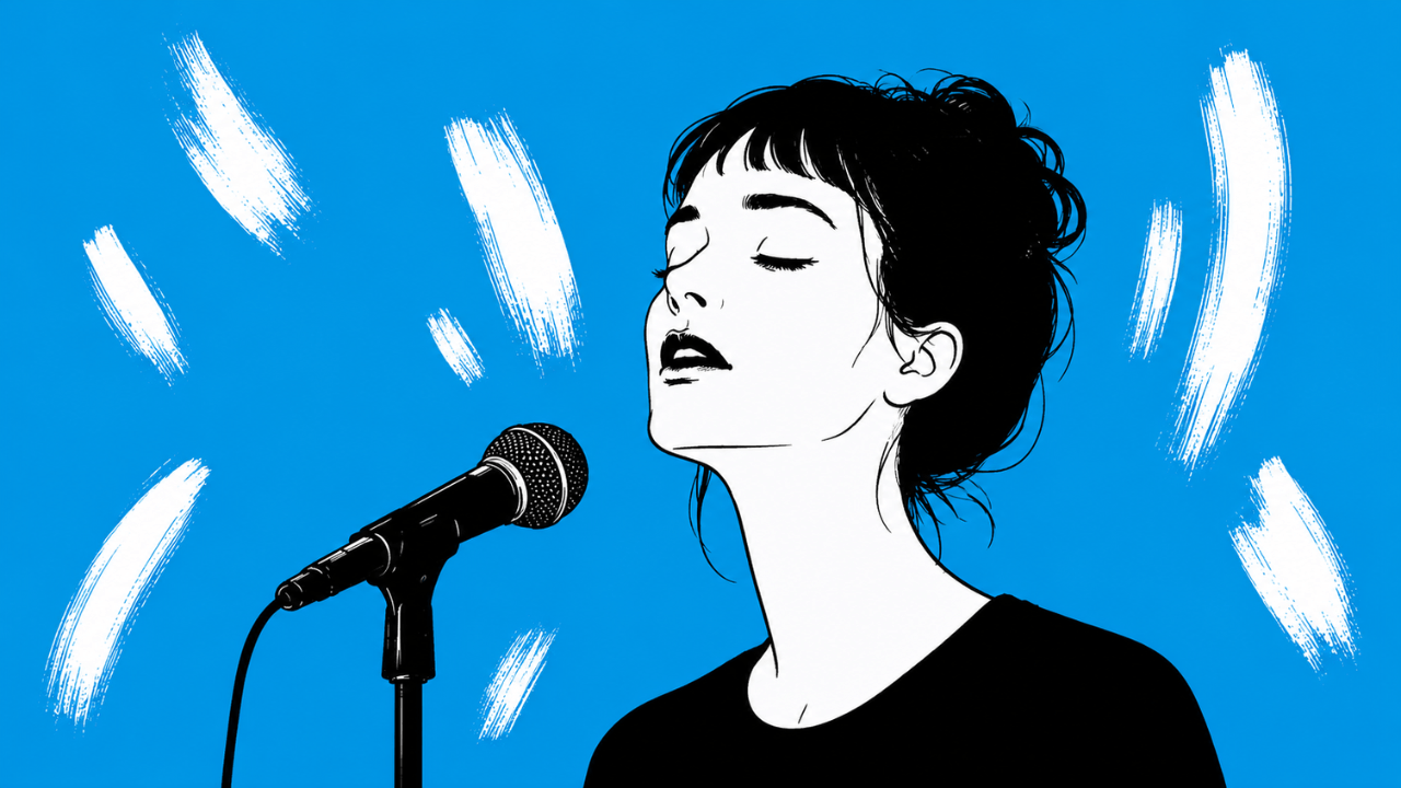 Illustration of a singer in a vocal session